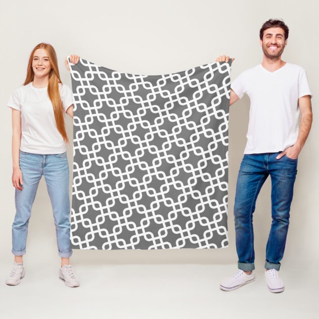 Couverture Polaire Motif moderne avec gris et blanc (En situation)