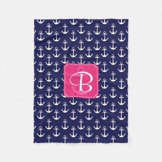 Couverture Polaire Motif moderne d'Ancres de bleu marine personnalisé