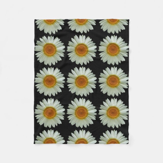 Couverture Polaire Motif moderne de marguerites blanches (Devant)