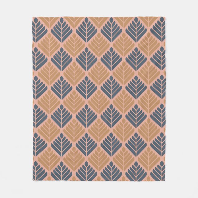 Couverture Polaire Motif moderne de style Feuille bleue orange du mil (Devant)