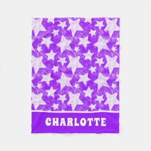 Couverture Polaire Motif moderne Girly Purple Star Nom personnalisé