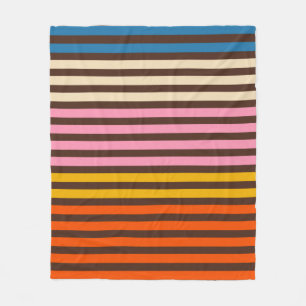 Couverture Polaire Motif moderne rétro rayé Brown rose orange