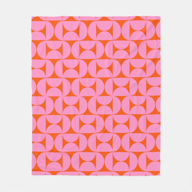 Couverture Polaire Motif moderne rose Et orange Du Milieu Du Siècle (Devant)
