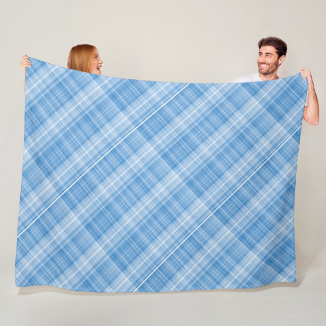 Couverture Polaire Motif moderne Tartan Bleu Tan Plaid. (En situation)