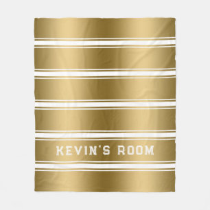 Couverture Polaire Motif moderne White & Gold Stripes