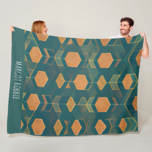 Couverture Polaire Motif monochromatique bleu Cube