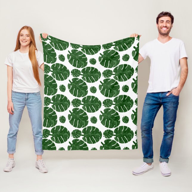 Couverture Polaire Motif Monstera  (En situation)