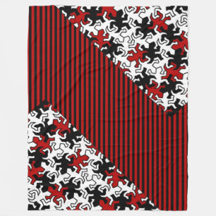Couverture Polaire Motif Mosaic Geckos - rouge noir blanc