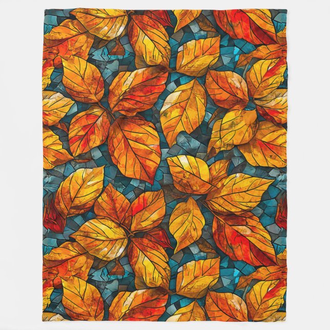 Couverture Polaire Motif mosaïque d'automne (Devant)