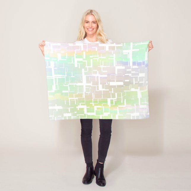 Couverture Polaire Motif multicolore abstrait pastel (En situation)