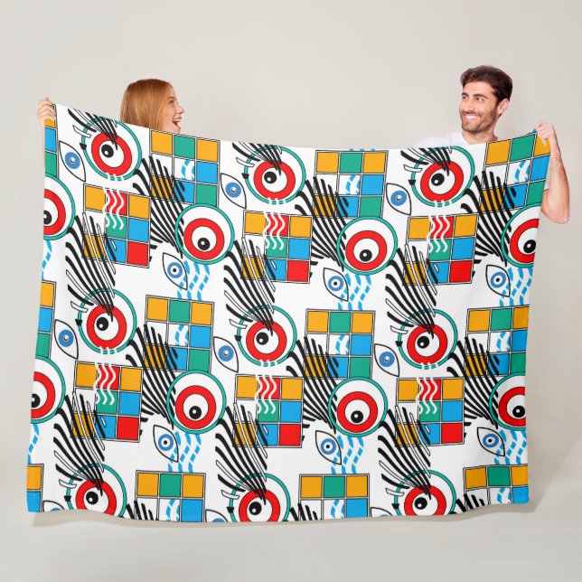 Couverture Polaire Motif multicolore créatif abstrait moderne (En situation)
