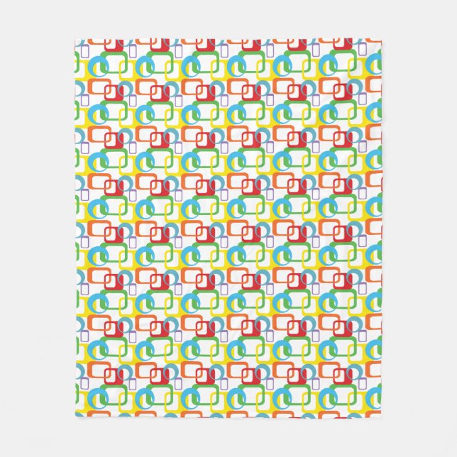 Couverture Polaire Motif multicolore rétro géométrique (Devant)