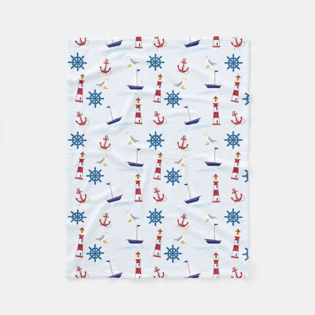 Couverture Polaire Motif nautique (Devant)