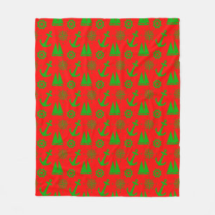 Couverture Polaire Motif nautique de Noël côtier