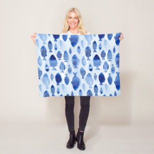 Couverture Polaire Motif nautique de poisson bleu