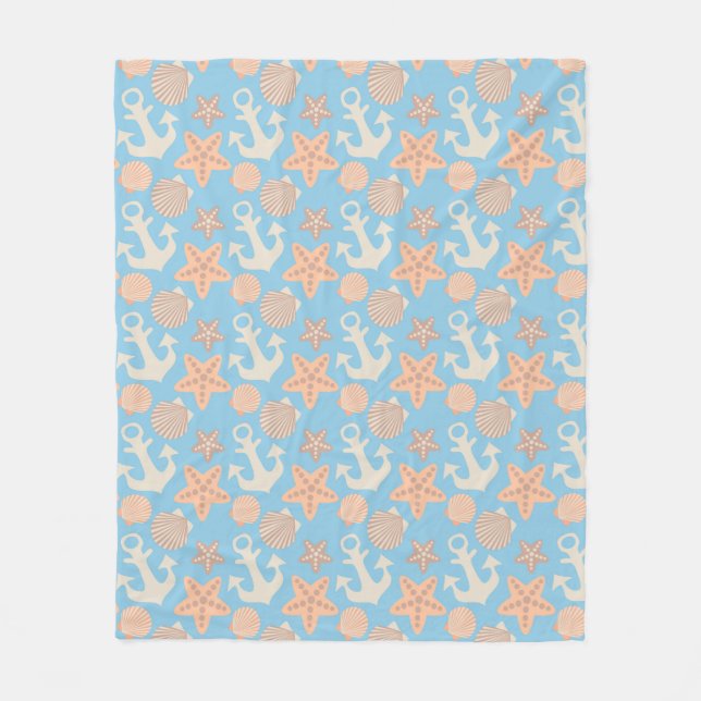 Couverture Polaire Motif nautique en pastel (Devant)