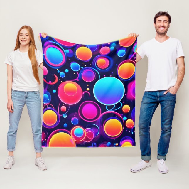 Couverture Polaire Motif Neon Bubble (En situation)
