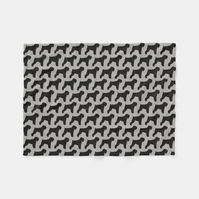 Couverture Polaire Motif noir de silhouettes de Terrier de Russe (Devant (Horizontal))