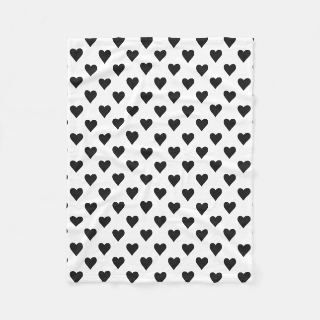 Couverture Polaire Motif noir et blanc de coeur (Devant)