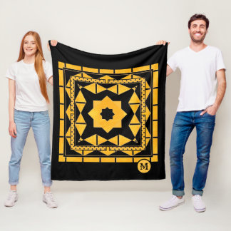 Couverture Polaire Motif noir monogramme polaire
