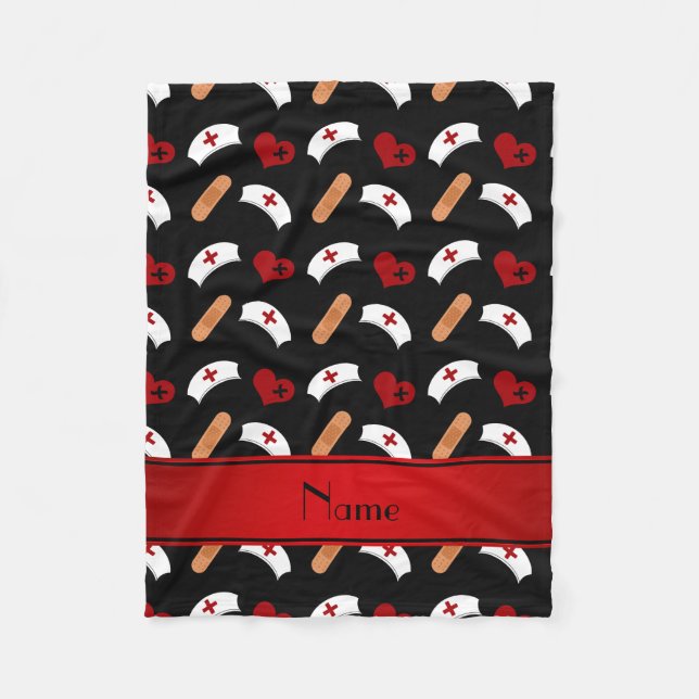 Couverture Polaire Motif noir nommé personnalisé d'infirmière (Devant)