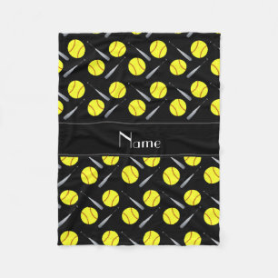 Couverture Polaire Motif noir nommé personnalisé du base-ball