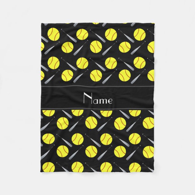 Couverture Polaire Motif noir nommé personnalisé du base-ball (Devant)