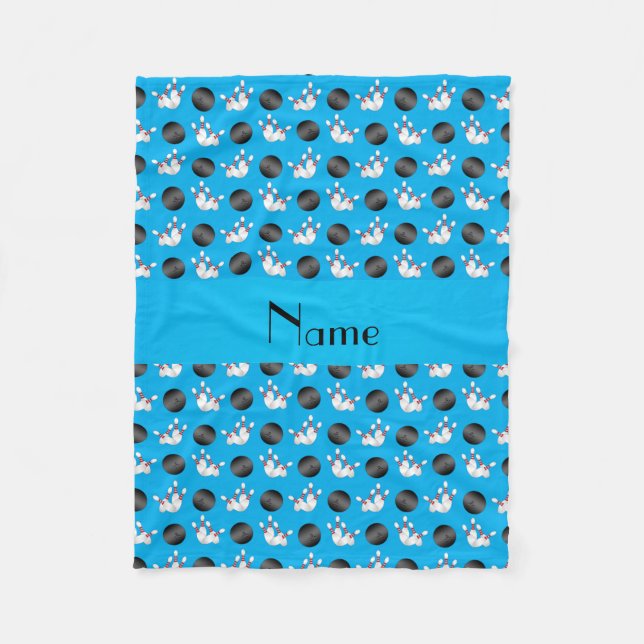 Couverture Polaire Motif nommé personnalisé de bowling de bleu de (Devant)