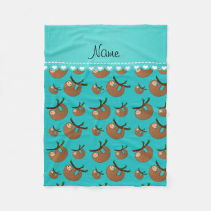 Couverture Polaire Motif nommé personnalisé de paresse de turquoise