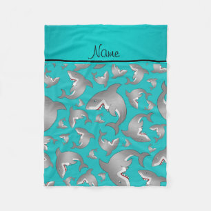 Couverture Polaire Motif nommé personnalisé de requin de turquoise