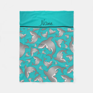 Couverture Polaire Motif nommé personnalisé de requin de turquoise