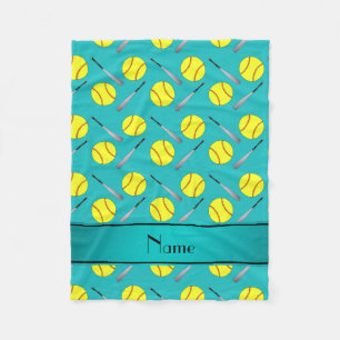 Couverture Polaire Motif nommé personnalisé du base-ball de turquoise