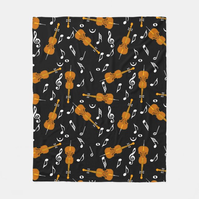 Couverture Polaire Motif Notes de musique Cello (Devant)