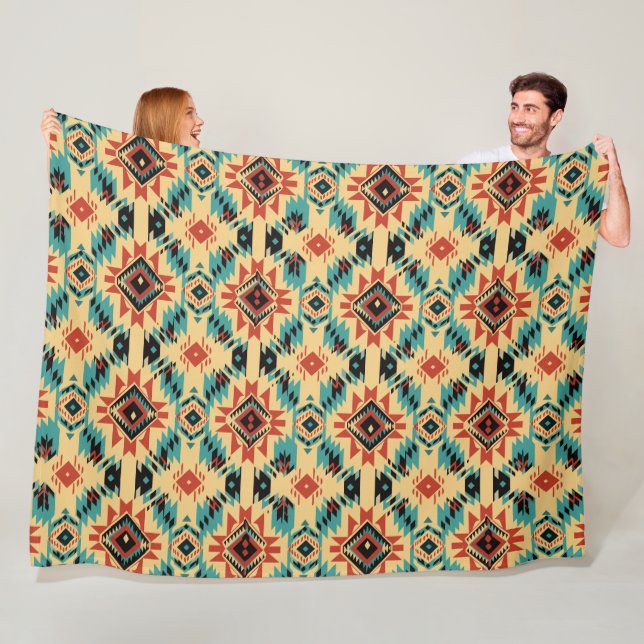 Couverture Polaire Motif occidental Aztec (En situation)