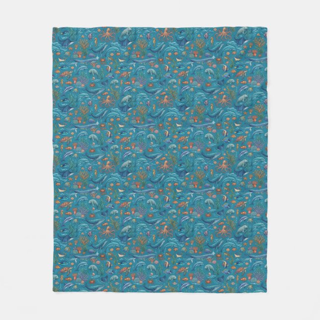 Couverture Polaire Motif Océan (Devant)