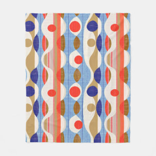 Couverture Polaire Motif ogival moderne rouge et bleu