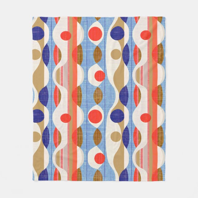 Couverture Polaire Motif ogival moderne rouge et bleu (Devant)