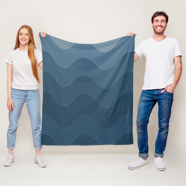 Couverture Polaire Motif ondulé bleu inspirant (En situation)