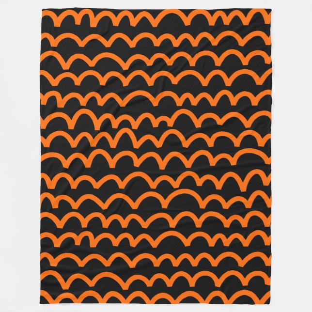 Couverture Polaire Motif ondulé - orange sur noir (Devant)