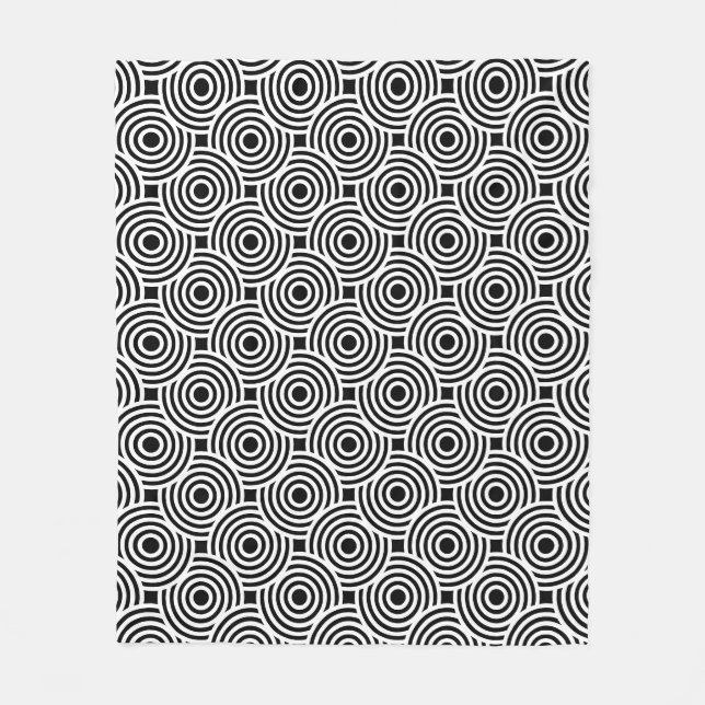 Couverture Polaire Motif Op Art Araignée de cercle blanc noir (Devant)