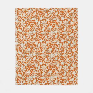 Couverture Polaire Motif orange brûlé par damassé florale chique