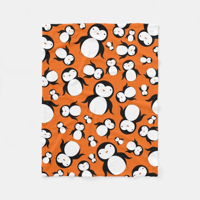 Couverture Polaire Motif orange mignon de pingouin (Devant)