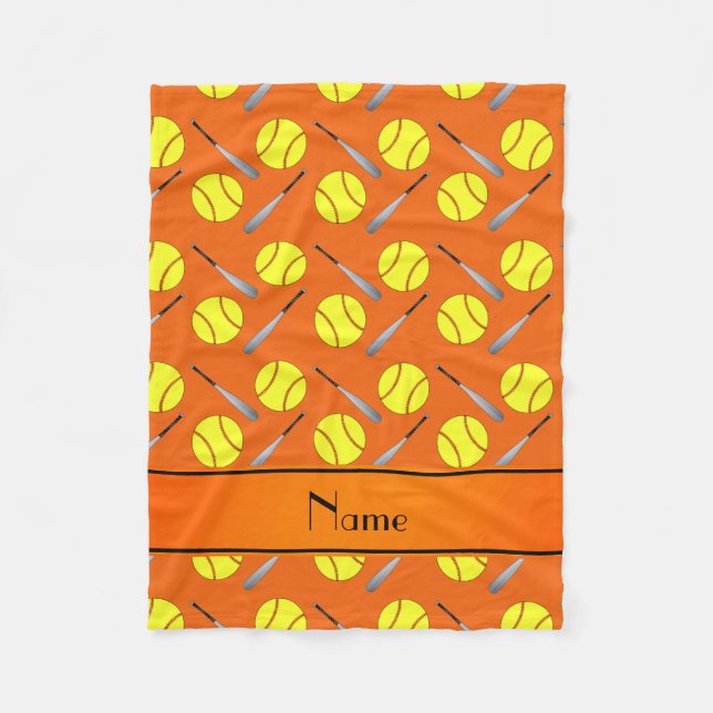 Couverture Polaire Motif orange nommé personnalisé du base-ball (Devant)