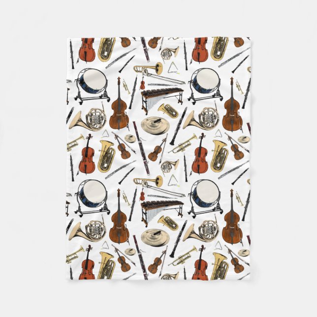 Couverture Polaire Motif Orchestra Instruments (Devant)