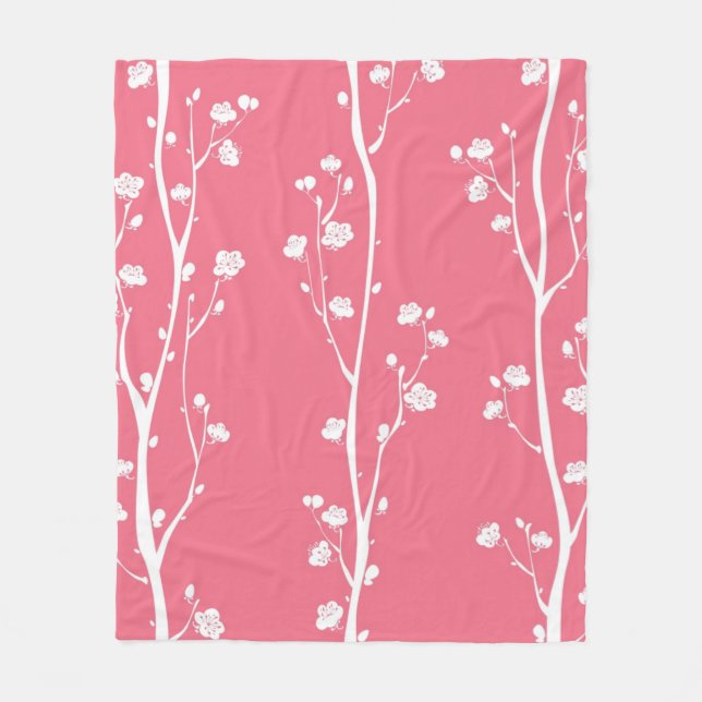 Couverture Polaire Motif oriental de fleur de prune (Devant)