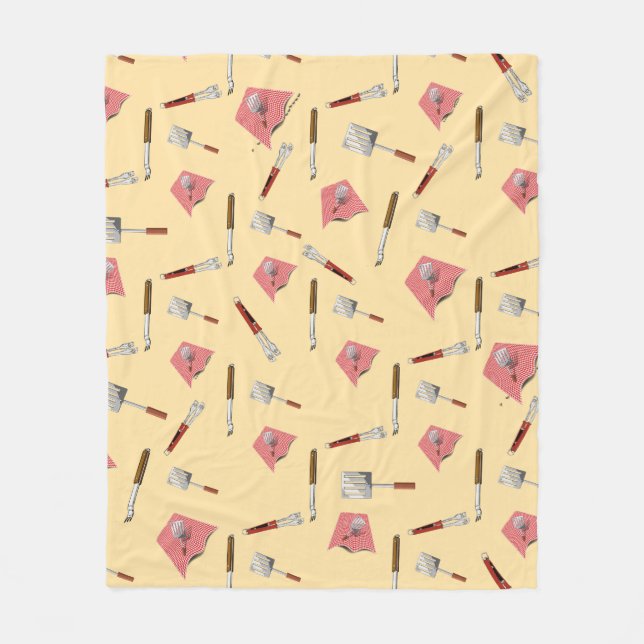 Couverture Polaire Motif Outils barbecue (Devant)