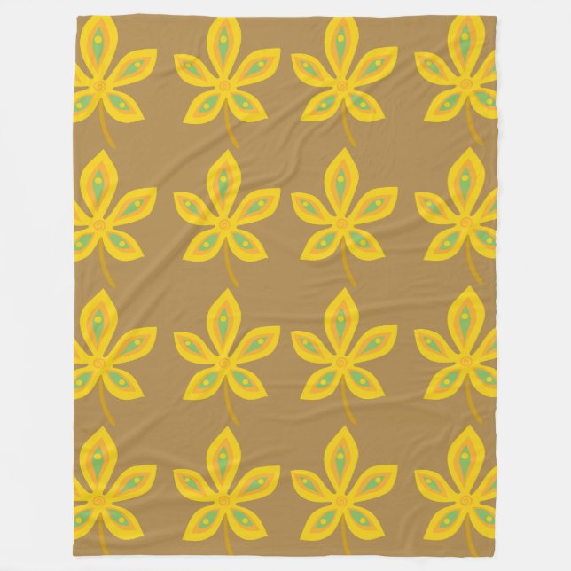 Couverture Polaire Motif Palmate d'or (Devant)