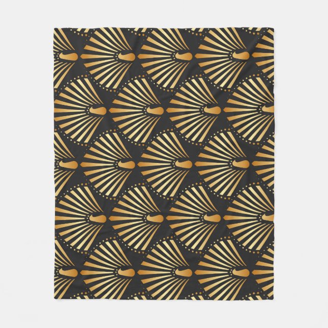 Couverture Polaire Motif paon d'or Art déco (Devant)