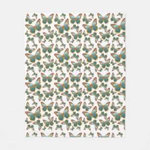 Couverture Polaire Motif papillon bleu dégradé