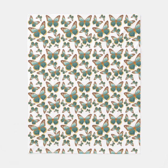 Couverture Polaire Motif papillon bleu dégradé (Devant)